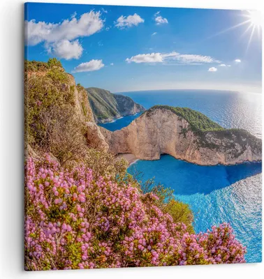 Produktbild von Bild auf Leinwand - Leinwandbild - Meer Sommer Blume - 50x50cm - Wand Bild - Wanddeko - Wandbilder - Leinwanddruck - Bilder - Kunstdruck - Wanddekoration - Leinwand bilder - Wandkunst - AC50x50-3741
