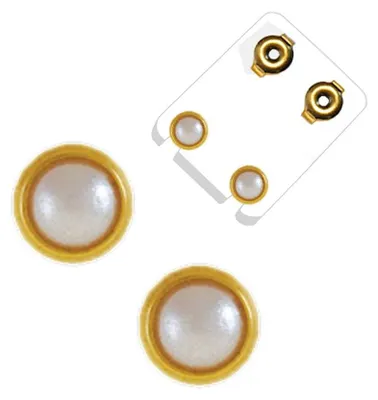 Produktbild von 1 Paar Erstohrstecker vergoldet Sterile Ohrstecker Zarge mit Perle 4 mm