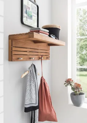 Produktbild von Destiny Garderobe SPA & LIVING Wandregal mit Haken 61x23x20 cm Teak
