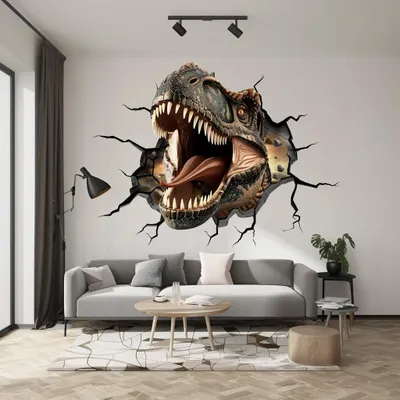 Productafbeelding van Decords Wandsticker – Brullende Carnotaurus met 3D-effect, 201 cm