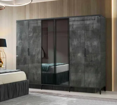 Produktbild von Moderner Dunkelgrauer Kleiderschrank  Schlafzimmer Möbel Neu