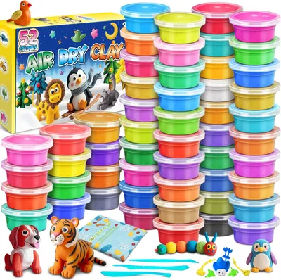 Immagine prodotto di Argilla che si asciuga all'aria, 52 colori, 1 set, ideale per bambini per attività di modellazione