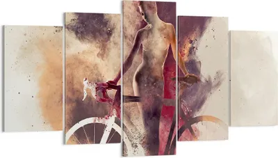 Produktbild von Bild auf Leinwand - Leinwandbild - Körper Mädchen Fahrrad Illustration - 160x85cm - Wand Bild - Wanddeko - Leinwanddruck - Bilder - Kunstdruck - Leinwand bilder - Wandkunst - EA160x85-3136