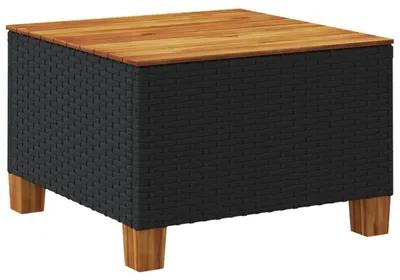 Image de vidaXL Table de jardin noire 55x55x36 cm Poly rotin acacia