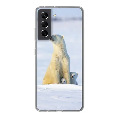 Produktbild von MuchoWow® Handyhülle Schutzhülle Hülle für Samsung Galaxy S21 FE Eisbär - Schnee - Jungtiere Silikon Softcase Handy Hülle - Mobiltelefonhülle