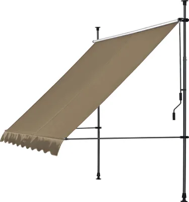 Produktbild von Klemmmarkise 200x130cm Beige Balkonmarkise Sonnenschutz Terrassenüberdachung Höhenverstellbar von 200-290cm Markise Balkon ohne Bohren