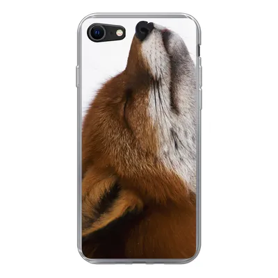 Produktbild von MuchoWow® Handyhülle Schutzhülle Hülle für iPhone SE 2020 Fuchs - Nase - Weiß Silikon Softcase Handy Hülle - Kartenbesitzer