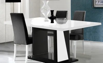 Obrázek produktu pro Moderní jídelní stůl, dřevěný, rozkládací, rozměry 140/180 x 90 cm, vhodný do jídelny