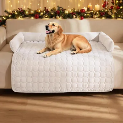 Obrázek produktu pro Ochranná podložka na pohovku pro psy, barva béžová, rozměry 90 x 90 cm, omyvatelná