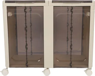 Productafbeelding van Opbergboxen, stapelbaar, snel te monteren, inklapbare box met wielen, transparante deuren voor speelgoed, kleding, boeken, snacks, 2 etages