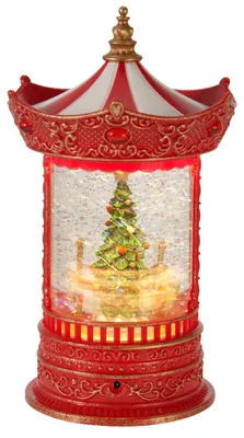 Obrázok produktu pre Vianočná dekorácia na zavesenie s vodou a trblietkami, LED osvetlením, rozmer 15,5 x 15,5 x 26 cm