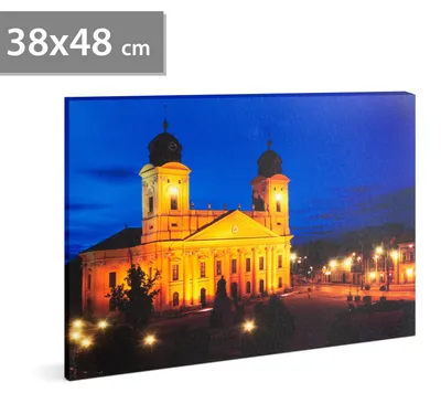 Productafbeelding van LED-wanddecoratie "Groot Calvinistisch Kerkgebouw" - 3 x AA-batterijen, 38 x 48 cm