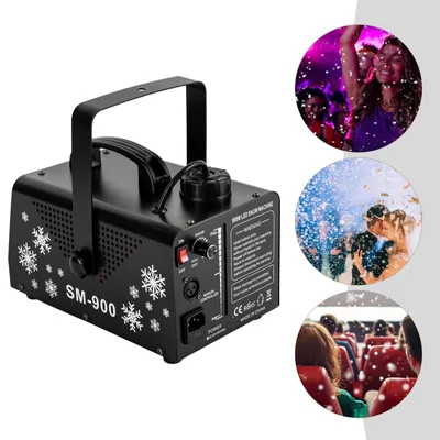 Zdjęcie produktu dla Maszyna do generowania sztucznego śniegu LED - YG-2208, przeznaczona do użytku scenicznego - moc 900 W, napięcie 220–240 V - 9 diod LED (3 W każda) - z pilotem - profesjonalny sztuczny śnieg na Boże Narodzenie
