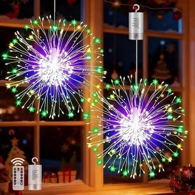 Zdjęcie produktu dla Lampki LED fajerwerkowe zestaw 2 sztuk 198 diod drut miedziany prezent