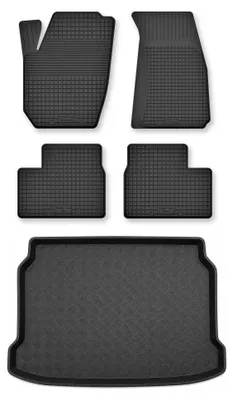 Image de Tapis en caoutchouc + bac de coffre pour Mazda 3 IV 2019- (hayon) – 5 pièces, noirs, semi-universel, adapté