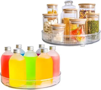 Produktbild von Famanu Drehplatte Set 2 Stück 27 cm transparent für Kräuterregal Kühlschrank