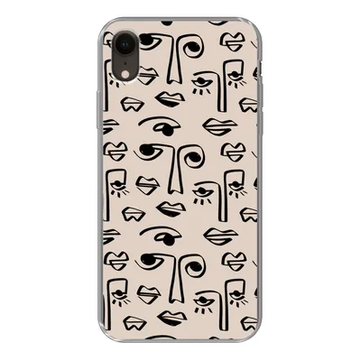Produktbild von MuchoWow® Handyhülle Schutzhülle Hülle für iPhone XR Muster - Lippen - Strichzeichnungen Silikon Softcase Handy Hülle - Schutzdeckel