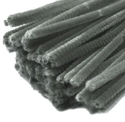 Pfeifenreiniger 20er Chenille-Draht 6mm, Länge 30cm, grau