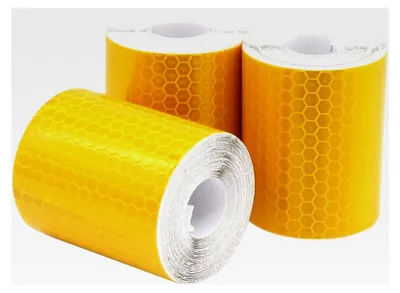 Produktbild von Reflektorband 3 Rollen 5cm x 300cm Klebeband für Sicherheit und Markierung (Gold)