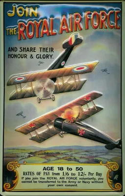 Produktbild von Blechschild Nostalgieschild Royal Air Force Doppeldecker Flugzeuge