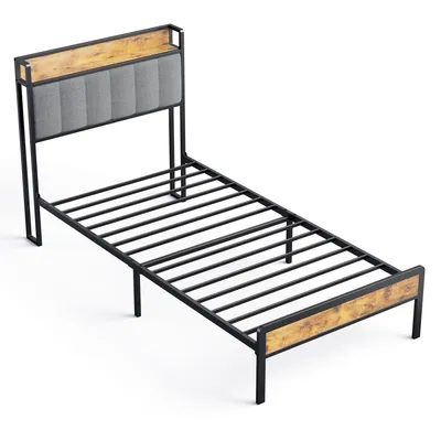 Obrázok produktu pre Jednolôžková posteľ BEALIFE BF24 220x90x111 cm | kovový rám s úložným priestorom | svetlosivá/tmavosivá