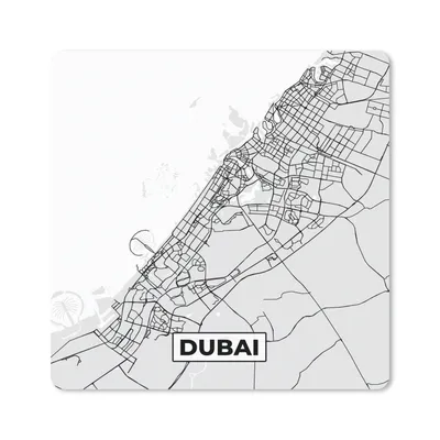 Produktbild von MuchoWow® Mauspad Mousepad Dubai - Stadtplan - Schwarz und Weiß - Karte 20x20 cm - Mousepads - Maus Mat - Pad - Mausunterlage - Desk Mat - Bureauartikeln