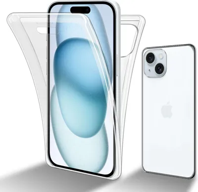 Image de Cadorabo Housse pour Apple iPhone 15 en TRANSPARENT 360° Full Body Housse de protection avant et arrière, protection intégrale avec protection d'écran Back Case Cover Etui Handy Hülle TPU