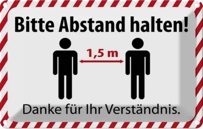 Produktbild von vianmo Blechschild 12x18 cm bitte Abstand halten 1.5 m Warnschild Hinweisschild Sicherheit Vorsicht
