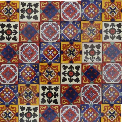 50 handgefertigte Talavera-Fliesen 5 cm, bunt, Blumenmuster