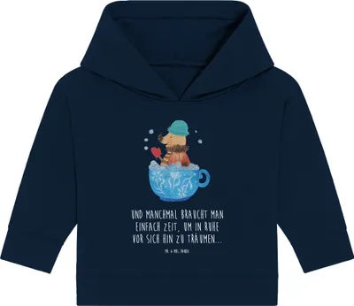 Produktbild von Mr. & Mrs. Panda Organic Baby Hoodie Nachtfalter Schaumbad 24. - 36. Monat - French Navy - Geschenk, Lustige Sprüche, Kapuzenshirt, Badezimmer, Kapuzensweatshirt, Ziele