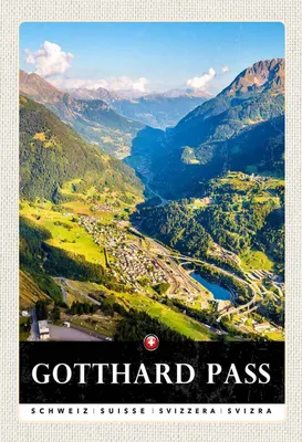 Immagine prodotto di vianmo Insegna in legno 30x20 cm Gotthard Pass Wanderung Natur Wälder