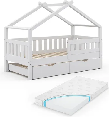 Produktbild von Vitalispa Hausbett Design, 80x160 cm mit Gästebett und Matratze, Weiß