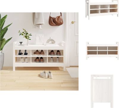 vidaXL Lavica do predsiene biela 110x40x60 cm z masívneho borovicového dreva - Komody a lavice do predsiene