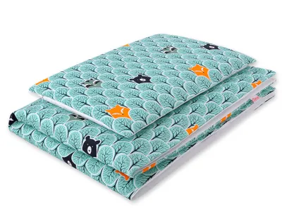 Image de Linge de lit double face en coton pour enfants - forêt de menthe
