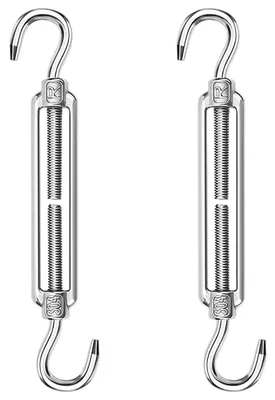 Productafbeelding van 2 stuks M6 spanclips, roestvrijstalen (304) draadspanners met haak, verstelbare touwspanners voor touwen, zonneschermen, tuinhekwerk en omheiningen.