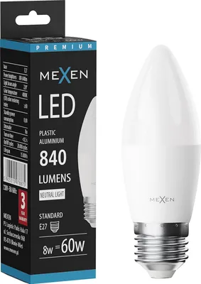 Zdjęcie produktu dla Mexen Nova żarówka LED E27, C37, 8W, Neutralna - 4000K, 840 lm - L102-E27-0840-01