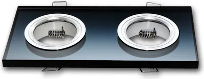 Produktbild von Einbaustrahler 2x GU10 Einbaurahmen Glas Einbauleuchte 150x75mm Lochmaß inkl. GU10 Fassung für LED Leuchtmittel in Schwarz Eckig