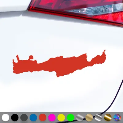 Produktbild von PantherPixel Insel Kreta Aufkleber Umriss Karte Griechenland Sticker Auto Geschenkidee Farbe Rot