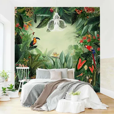 Produktbild von Fototapete Blumen - Vliestapete - Bildtapete UV-beständig Pflanzen bunt Vintage Wandtapete geruchsfrei