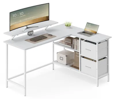 Produktbild von L-förmiger Schreibtisch – Arbeitsplatz – weiß – platzsparend – 105 x 135 x 89,5 cm