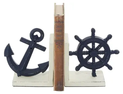 Bücherstützen aus Metall, Küstenmotiv, 15x15x10 cm, 2 Stück
