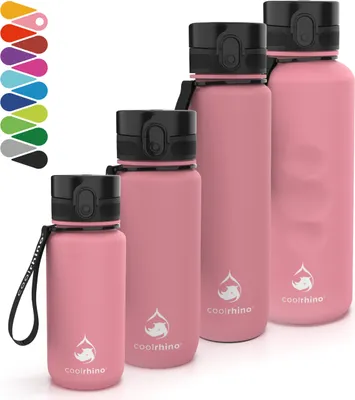 Produktbild von coolrhino Trinkflasche "rhinosport" 350ml I 650ml I 1l I 1,5 Liter für Sport, Outdoor, Schule, Fitness & Kinder - Wasserflasche auslaufsicher und Bpa frei - Flasche für Kohlensäure geeignet
