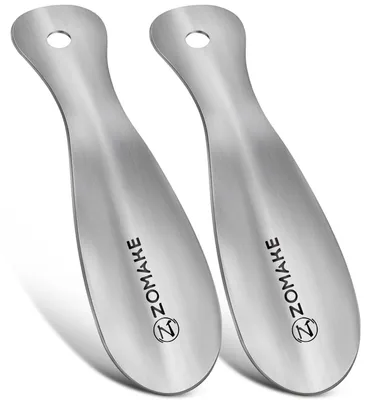 Produktbild von Schuhlöffel Metall 19cm 2er Set Silber Mini Reise Schuhanzieher Edelstahl