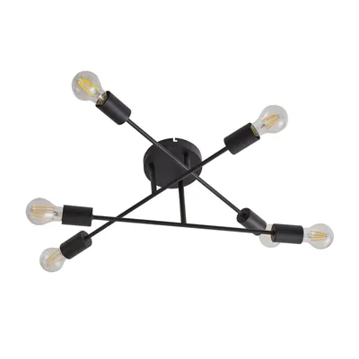 Produktbild von Lindby Deckenleuchte Estar, schwarz, Metall, 6-flg., Ø56cm
