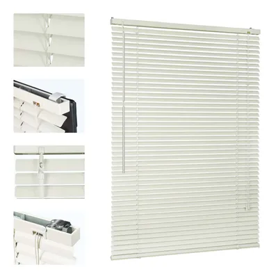Produktbild von Sekey Alu-Jalousie Creme 110×220 cm Aluminium-Jalousie ohne Bohren 25mm Alu-Lamelle Fenster Rollo Klemmfix inkl Montagematerial