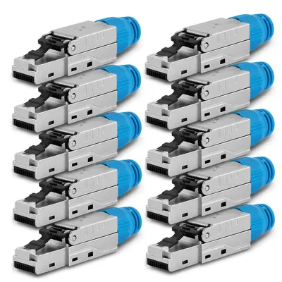 Produktbild von CAT8 CAT8.1 10x Netzwerk Stecker RJ45 Netzwerkstecker Werkzeuglos 2000MHz Metall