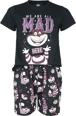 Produktbild von Alice im Wunderland Schlafanzug Damen Grinsekatze - We Are All Mad Here schwarz M