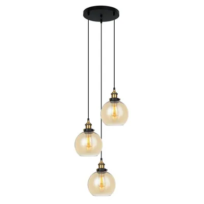 Image de Suspension Cardena noir et or, 3xE27x40W, verre, dimensions : 107x13x13 cm, IP20, Italux