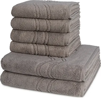 Produktbild von Ross Cashmere feeling 4 X Handtuch 2 X Duschtuch im Set Walkfrottee aus Baumwolle 520 g/m², Weich saugstark mit Aufhänger Kordel, Wellenmuster und gewebte Bordüre elegant