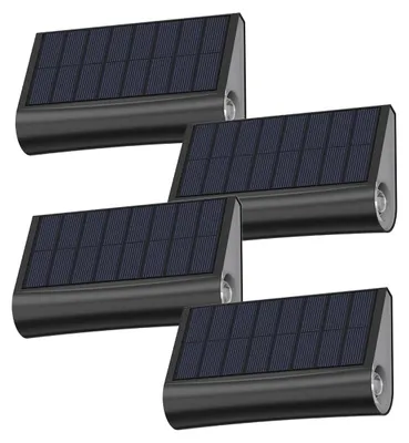 4er-Set LED-Solar-Wandleuchten, warmweiß, 23 Lumen, H 6,3 cm